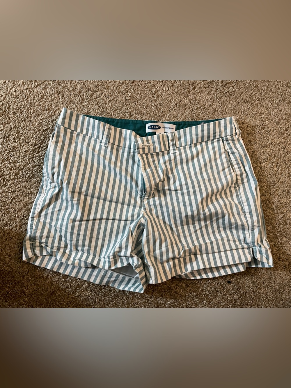 Old Navy Striped Cotton Shorts in Green and White - Picture 1 of 1